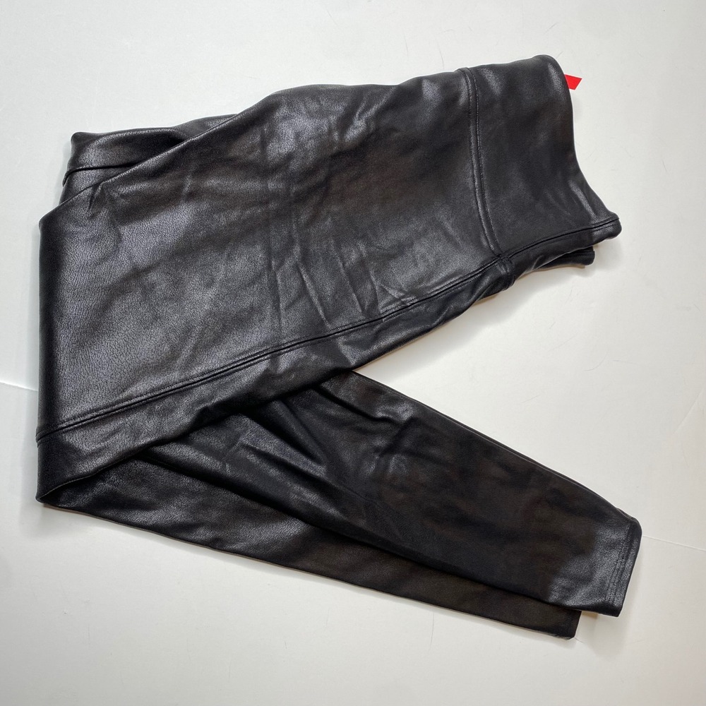 SPANX Faux Leather Leggings Black M/M High‎ Waist Shaping Ponte